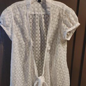Express Design Studio sheer white wrap tie top